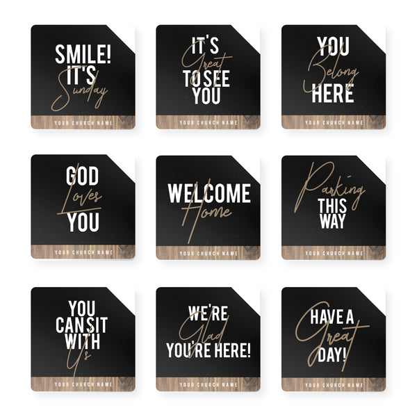Dark Black Wood - Greeting Signs