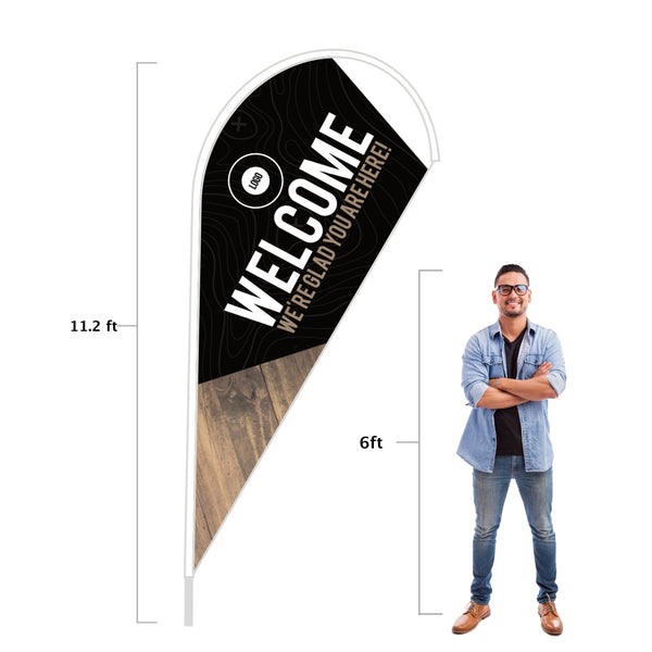 Dark Black Wood - Teardrop Flag
