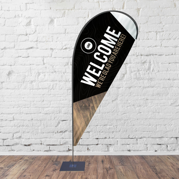 Dark Black Wood - Teardrop Flag