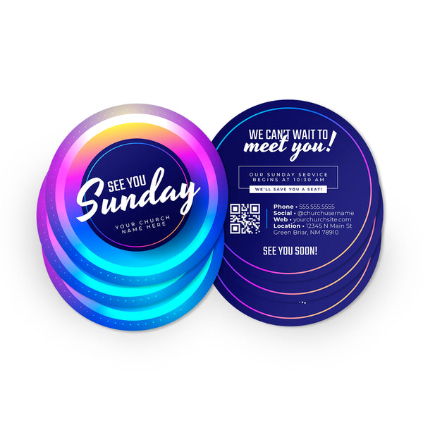 Neon Glow - Round Invitation Card