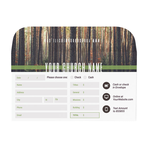 Forest Yearly Theme - Short Flap Offering Envelope