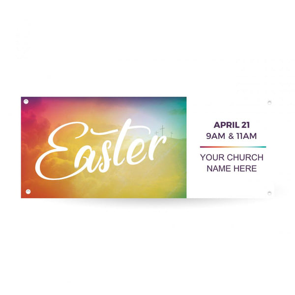 Easter Hillside Cross - Horizontal Banner