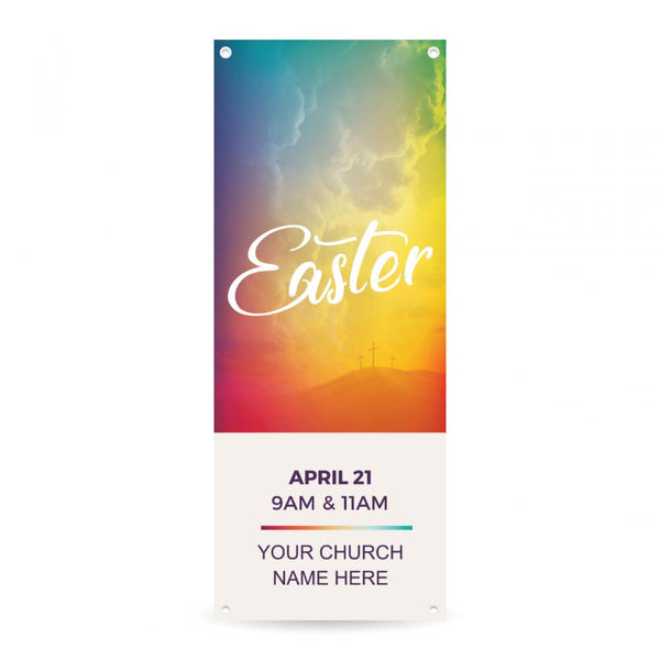Easter Hillside Cross - Vertical Banner