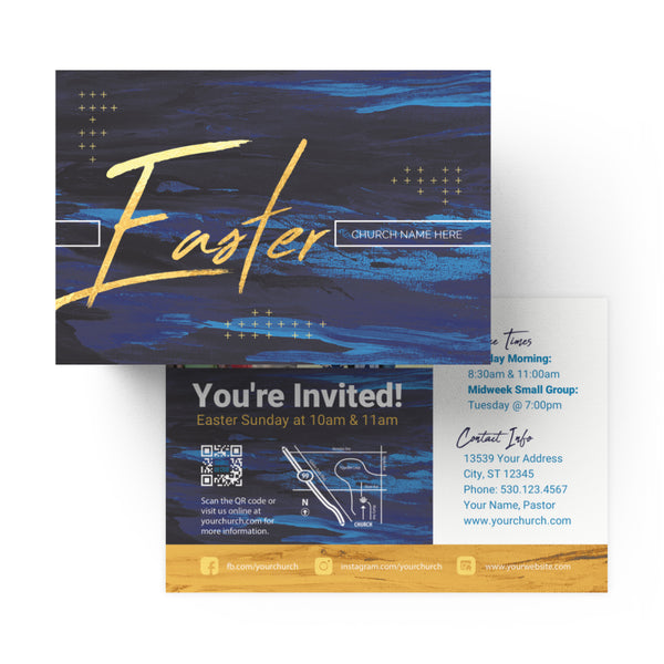 Easter Dark Blue Paint - Standard Invitation Card
