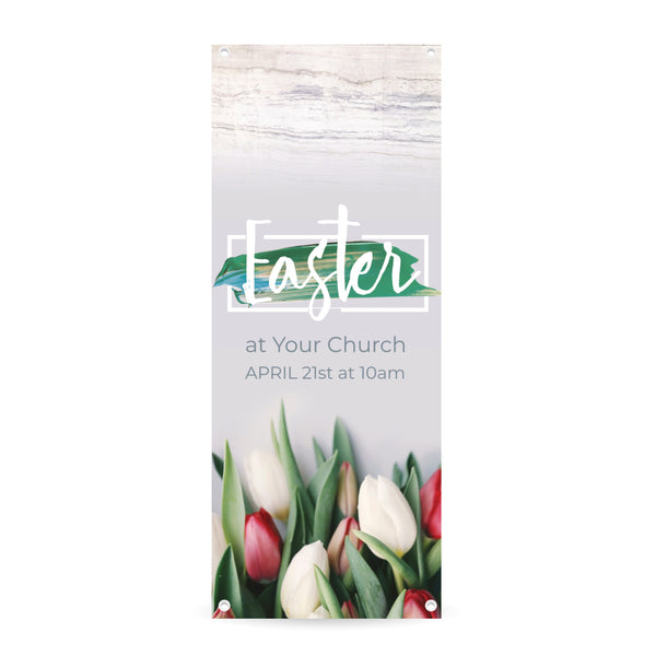 Easter Tulips and Paint - Vertical Banner