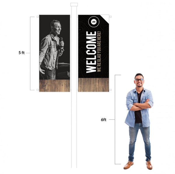 Dark Black Wood - Pole Banners