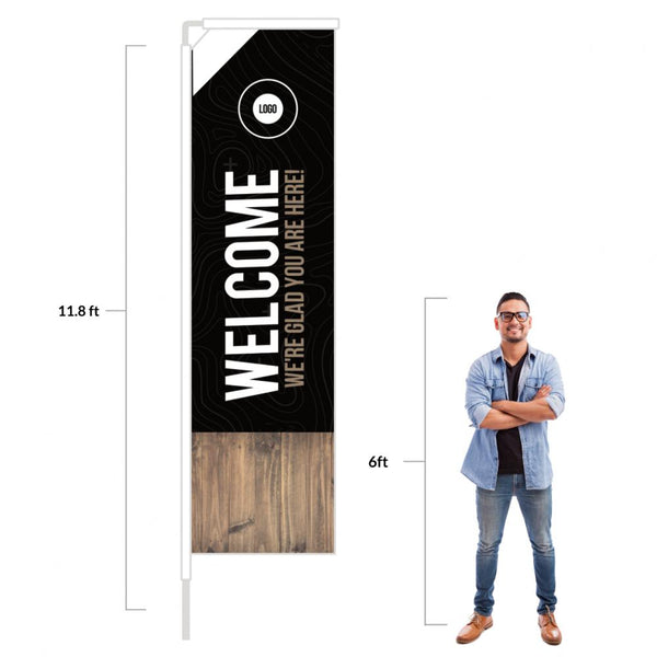Dark Black Wood - Rectangle Flag
