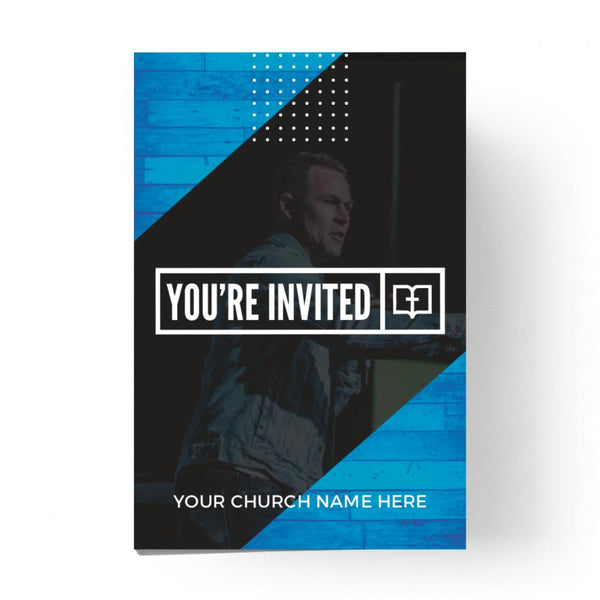 You're Invited Blue Wood - Standard Invitation Card