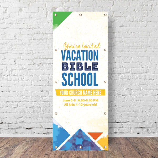 VBS Colorful Triangles - Vertical Banner