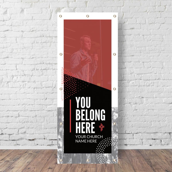 You Belong Here Red Box - Vertical Banner