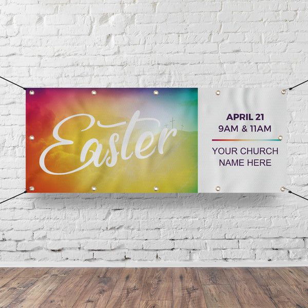 Easter Hillside Cross - Horizontal Banner