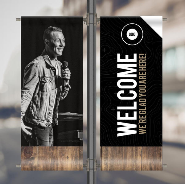 Dark Black Wood - Pole Banners