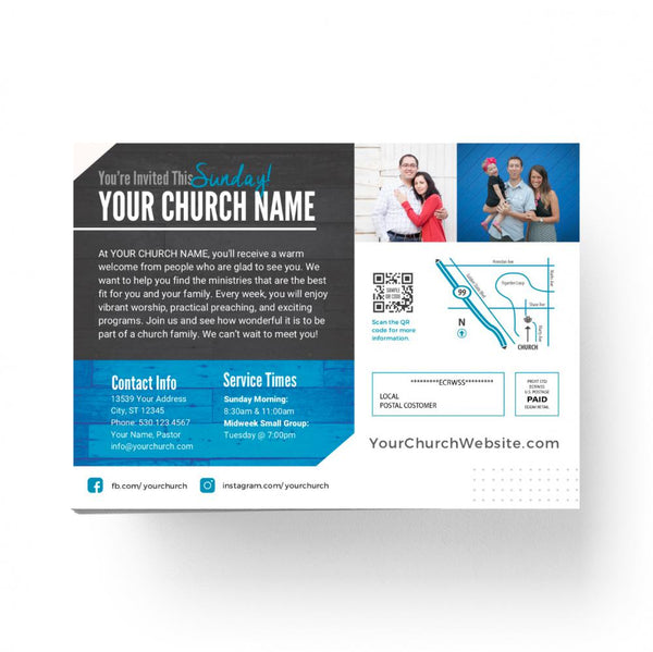 You're Invited Blue Wood - Small EDDM Mailer