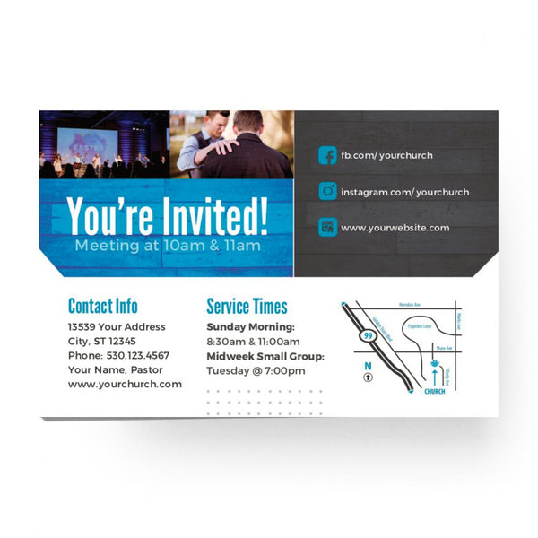 You're Invited Blue Wood - Standard Invitation Card