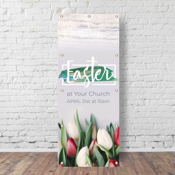 Easter Tulips and Paint - Vertical Banner