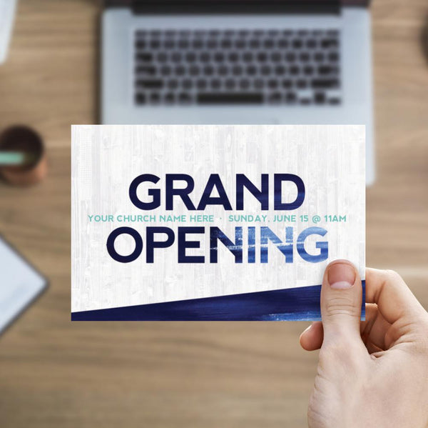 Grand Opening Blue Grunge - Standard Invitation Card