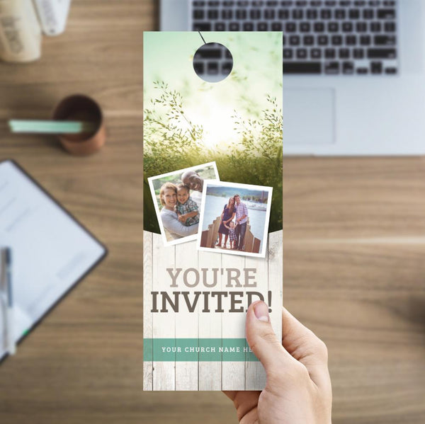 You're Invited Green Field - Door Hanger