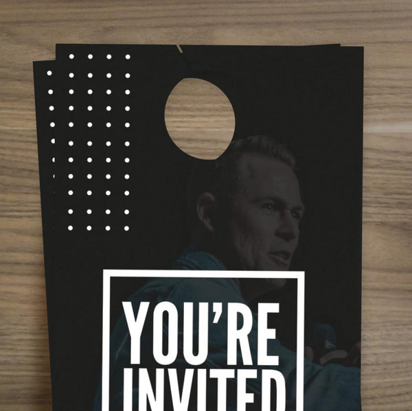 You're Invited Blue Wood - Door Hanger