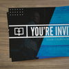 You're Invited Blue Wood - Mini Invitation Card