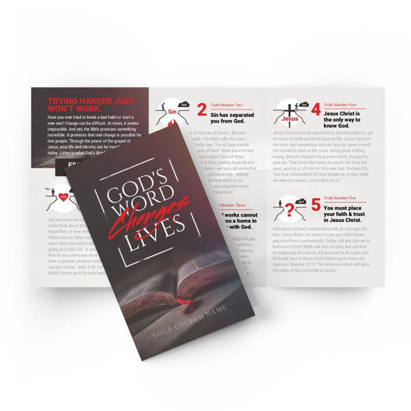 God's Word Changes Lives Red - Trifold Tract