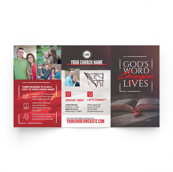 God's Word Changes Lives Red - Trifold Tract