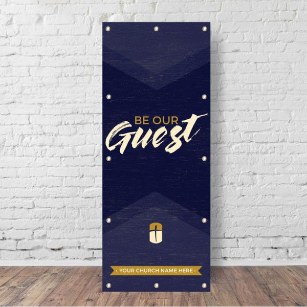 Be Our Guest Purple Wood - Vertical Banner