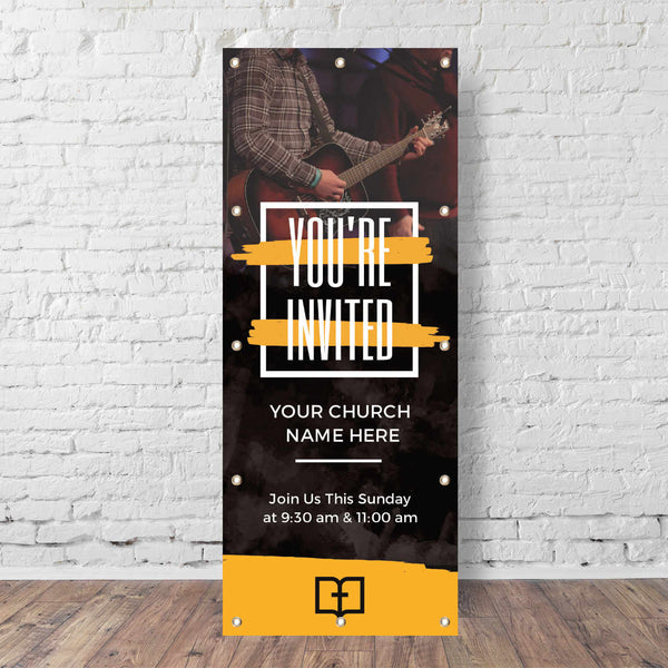 You're Invited Orange Paint - Vertical Banner