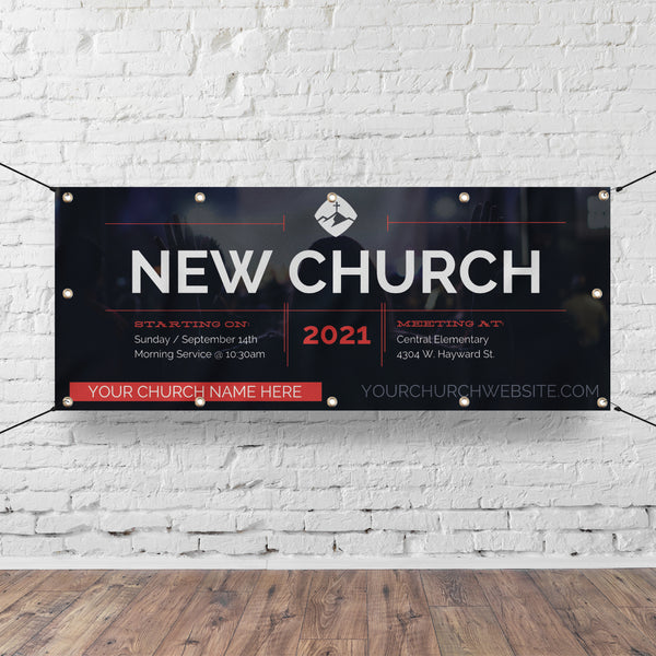 New Church Red Lines - Horizontal Banner