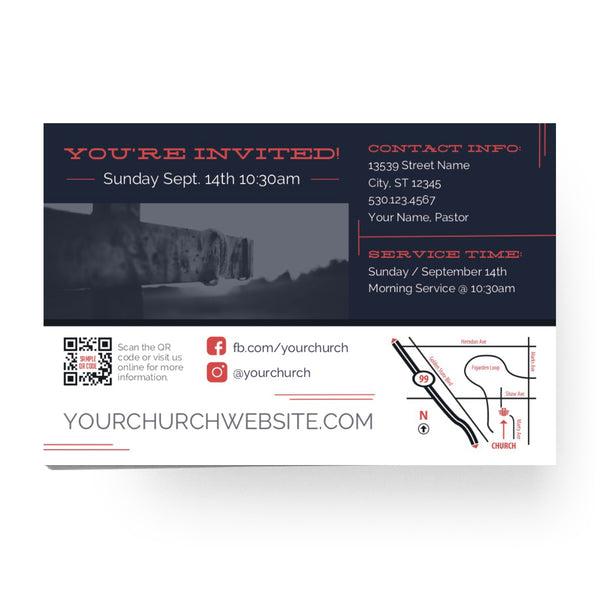 New Church Red Lines - Standard Invitation Card